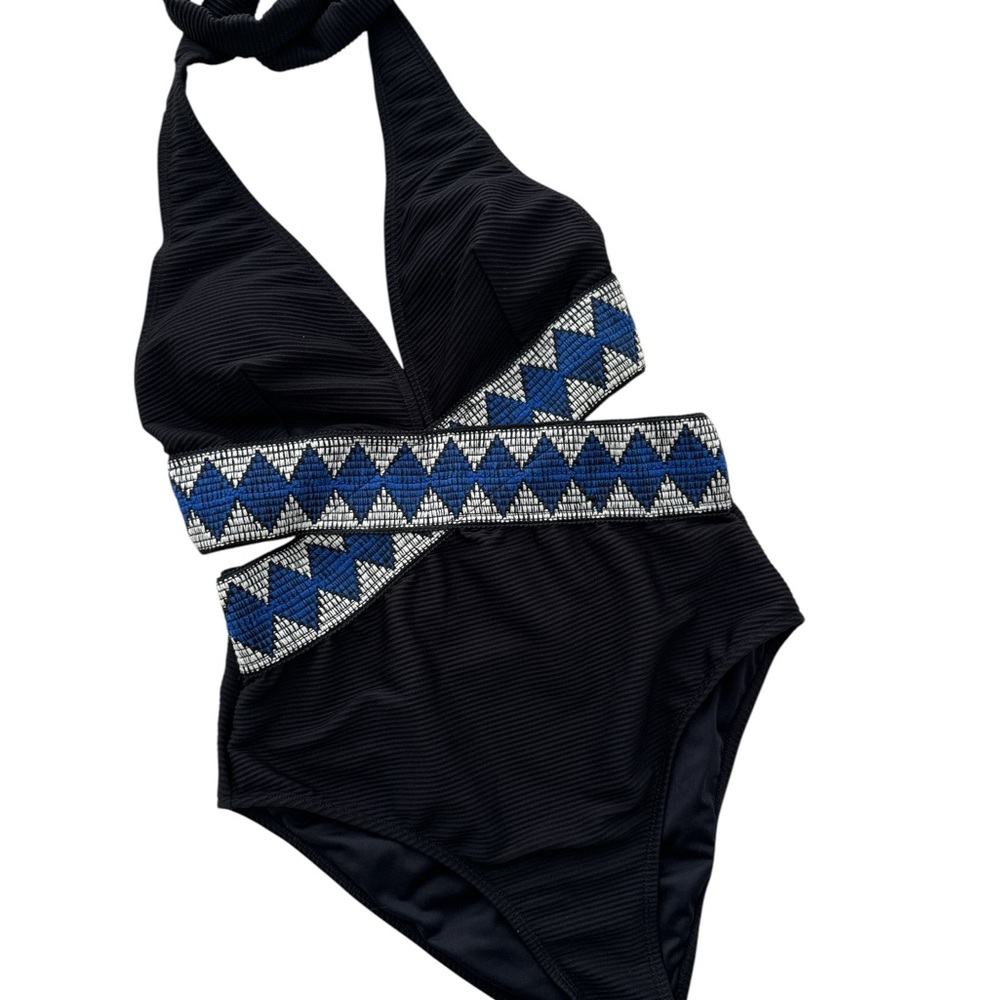 Cupshe Black and Blue Patterned One Piece NEW - Picture 4 of 9